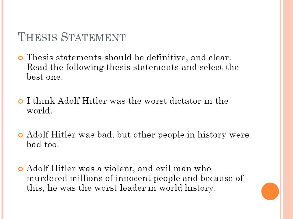 writing a good history thesis statement